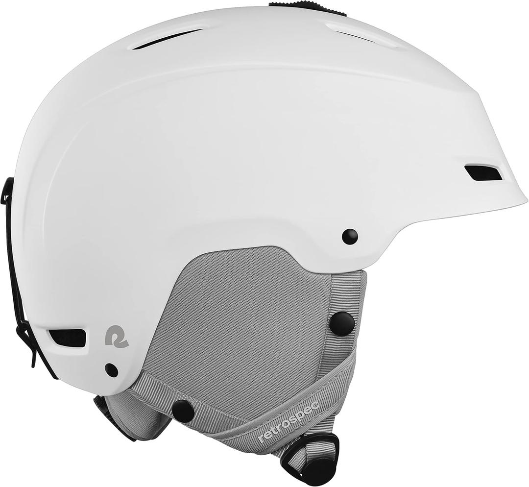 Retrospec Zephyr Ski & Snowboard Helmet for Adults - Adjustable with 9 Vents - ABS Shell & EPS Foam - Matte White - Medium 55.5-59cm