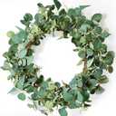 50cm Garden Decoration Rattan Wreath Simulation Eucalyptus Leaf Rattan Door Head Pendant(C)