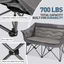 HOMECALL Oversized Double Camping Chair for Adults - Heavy Duty Folding Loveseat Support 700 lbs, Extra Wide 2 Person Camping Couch with Thick Padding, Cup Holders & Storage Bag, Grey, X-Large