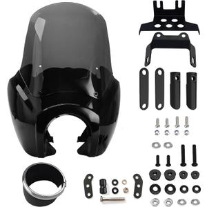 FATECIM Motorcycle 5.75" Headlight Fairing with 15" Smoke Windshield Windscreen & Mounting Kit Headlight Extension Block For Harley Low Rider S FXLRS 2020 2021 2022 2023