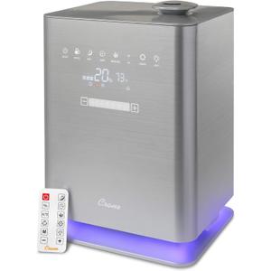 Crane Ultrasonic Warm & Cool Mist Air Humidifier for Bedroom, Top Fill, UV Light, 1.2 Gallon Tank, 500 Sq Ft Coverage, With Remote, Grey