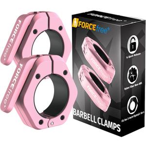 Barbell Clips (Pair), Barbell Clamps, Quick Release Olympic Barbell Clamps with Anti Slip TPR Grip, Barbell Collars for Secure Weightlifting & Powerlifting (Pink)