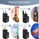 2 x Universal Travel Adapter International Pocket Plug with PD 20W USBC & USBA All-in-one with Type A C G I for US to EU UK AUS USA Worldwide Flight Travel (Black, Not Voltage Converter)