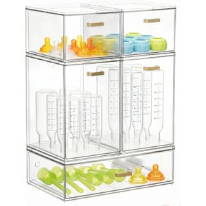 LALOBLUE Set of 5 Stackable Storage Drawers, Clear Acrylic Organizer Bins for Beauty Supplies, Perfect for Makeup Vanity, Undersink, Kitchen, Cabinet,Pantry Organization and Storage