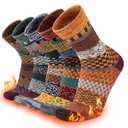 COOPLUS Wool Socks Mens Warm Winter Thermal Thick Pattern Crew Socks for Cold Weather (5 Pairs)