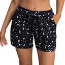 X-Image Women's Comfy Stretch Summer Beach Shorts Casual Pajama Shorts Yoga Short Pants with Elastic Drawstring & Pockets (Black, XXXL)