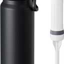 Membrane Solutions C3 Filtered Water Bottle, 32oz Stainless Steel Water Bottle with Replaceable UF+ACF Filter Cartridge, Portable Water Filter, Travel, Hiking & Camping for Drinking Water