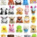 24 Pack Mini Stuffed Animals, Small Plush Keychain Party Favors for Kids 3-5, 4-8, 8-12, Bulk Treasure Box Toys for Classroom Prizes, School Gifts, Easter Basket Egg Goodie Bags Stuffers