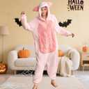 Unpifolov Pig Pajamas Unisex Animal Jumpsuit Adult Home Wear Sleepwear Cosplay Costumes (Pink, XL)