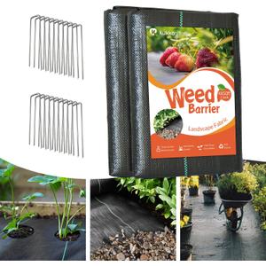 4ftx100ft Weed Barrier Landscape Fabric Heavy Duty, Premium 3.2oz Gardening Weed Control Mat, Ground Cover for Gardening, Farming with 20 U-Shaped Securing Pegs