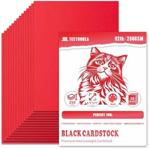 Red Cardstock 8.5 x 11 Inch, 30 Sheet Card Stock, 92lb/250gsm Thick Cover Stock, Heavyweight Printer Paper for Invitations, Scrapbooking, Crafts, DIY Projects, Drawing & Decorations