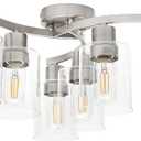 WILON 6-Light Large Brushed Nickel Semi Flush Mount Ceiling Light Fixture, Modern Light Fixtures Ceiling Mount with Clear Glass Shade, Industrial Ceiling Lamp for Dining Room Kitchen Living Room