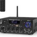 Stereo Audio Amplifier, 2 Channel 500W Bluetooth 5.0 Home Theater Power Amplifier with FM, Echo, AUX, USB, SD, MIC Inputs, HiFi AMP for Passive Speakers and Active subwoofer