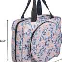 Portable Square Cross Stitch Starter Kits Bag Embroidery Project Bag Embroidery Tool Storage Tote Bag with Multifunctional Pockets, Bag Only (Flower Pattern)
