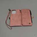 Defencase Compatible with iPhone 16 Pro Case Wallet with RFID Blocking Card Holder for Women Men, PU Leather Magnetic Snap Flip Zipper Strap Wallet Phone Case Fit for iPhone 16 Pro 6.3", Rose Pink