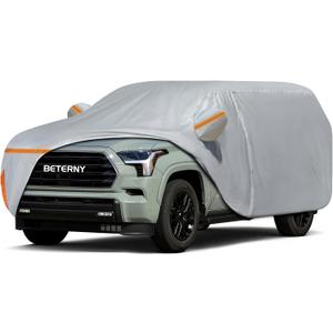 Car Cover for 2008-2026 Toyota Sequoia, Waterproof Custom-fit All Weather Sun Rain UV Dust Snow Wind Protection Outdoor Sequoia Full Car Cover with Door Zipper and Cotton Lining-Grey