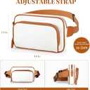 Fanny Packs for Women, Leather Fanny Pack Belt Bag for Women Men with 5 Zipper Pockets Adjustable Belts 4 Card Slots, White Fanny Pack Crossbody Fashion Waist Packs for Running Disney Hiking