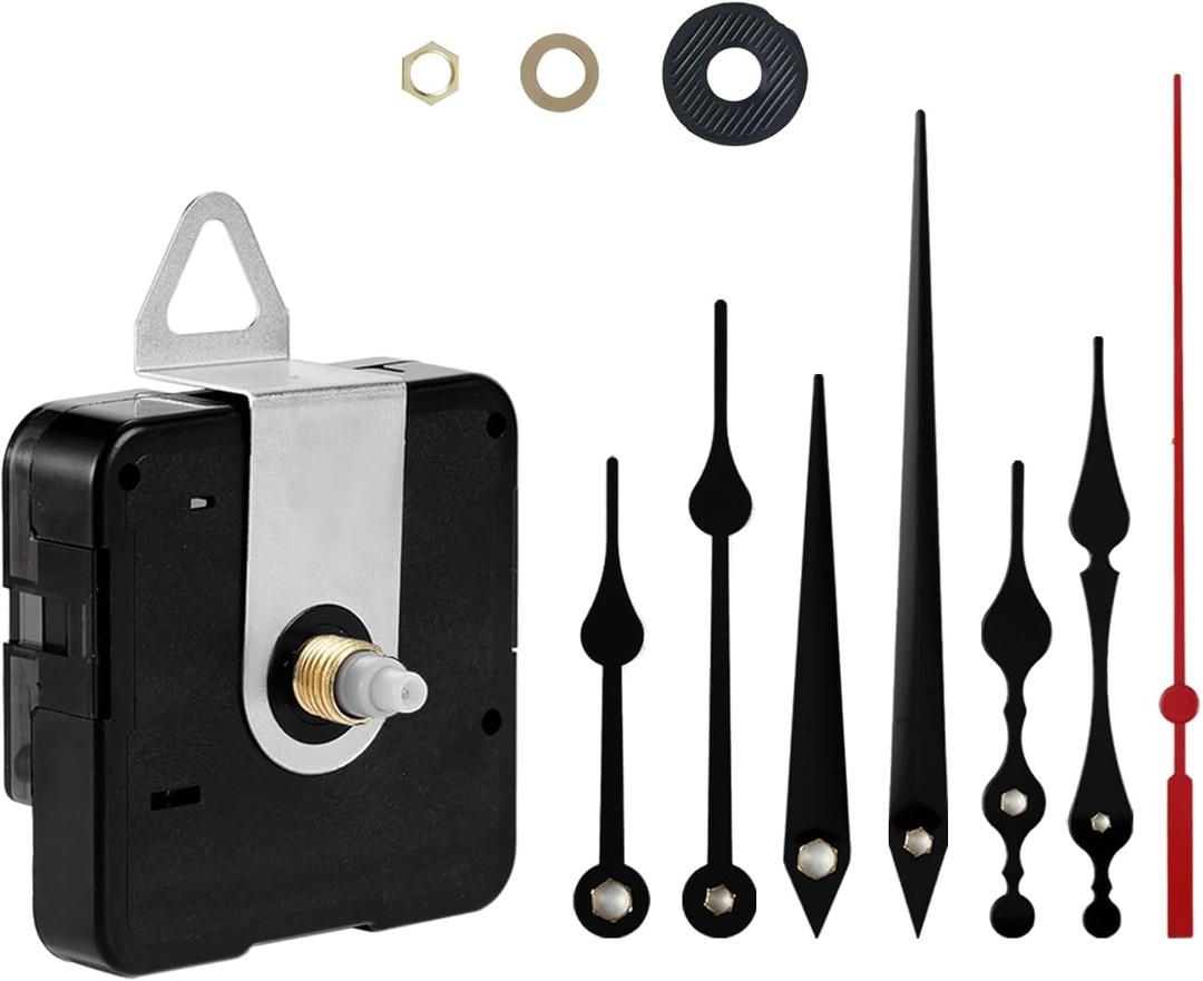 Roymnie Clock Mechanism Replacement Battery Operated Silent Clocks Kit Include Clock Hands Second Hand DIY Repair Parts Shaft Length 12mm(15/32 Inches)