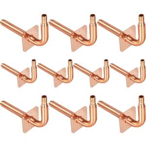 Pack of 10 Copper Stub Out Elbows with Wall Flange Stub Out 1/2-6inch Lengh- Easy to Install, Lead-Free-PEX-B,C Stub Out Accessories,Barb Crimp PEX-B Copper Stub Out Elbow with Wall Flange.