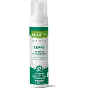 Medline Remedy Specialized No-Rinse Foam Cleanser, Gentle Skincare Solution, 8 oz. Bottle