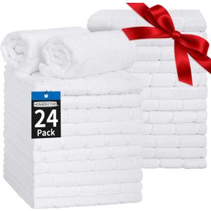 Hand Towels for Bathroom, 24 Pack 25''*15'' Microfiber Bath Hand Towels, Quick Dry Lint Free Soft Absorbent Bulk Washcloths, Decorative White Towels for Tea Shower Yoga Gym Salon Kitchen
