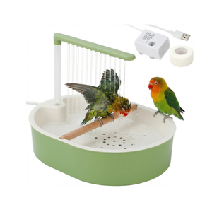 Parrot Shower for Cage, Automatic Parakeet Bird Bath with Circulating Water, USB Charging Quiet Pump Detachable Bathtub, for Small & Medium Birds Budgie, Cockatiel, Lovebird, Conure, Parrotlet, Quaker