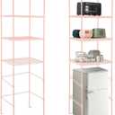 Huwena 4 Tier Over Mini Fridge Stand Metal Storage Shelf for Dorm,Pink