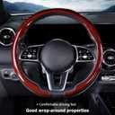 Car Steering Wheel Cover Carbon Fiber Snap On Steering Wheel Accessories Wrap 14.5-15 inch Universal Grip Anti-Skid Protector, Glossy Red