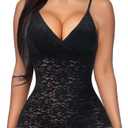BRABIC Lace Bodysuit for Women Tummy Control Shapewear Sleeveless Tops V-Neck Backless Camisole Jumpsuit Shaper M