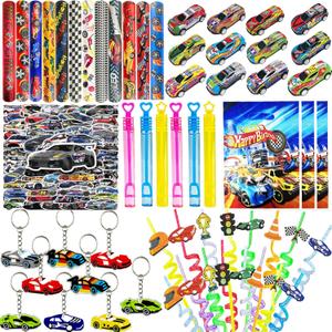 CZWXOXO 122 Pcs Race Car Party Favors Cars Birthday Party Supplies For Classroom Rewards,Cars Birthday Decorations Racing Party Gift Sets That Can Be Given To Friends