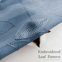 HOMEIDEAS Stone Blue Sheer Kitchen Curtains 52 x 54 Inch Length 2 Panels Embroidered Leaf Pattern Short Curtains for Bedroom Half Small Bathroom Window Rod Pocket Tiers