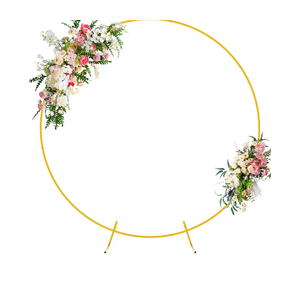 Wokceer Round Backdrop Stand 6.6FT Circle Balloon Arch Frame Circle Backdrop Stand Gold Round Arch for Wedding Birthday Party Bridal Shower Anniversary Event Ceremony Decoration