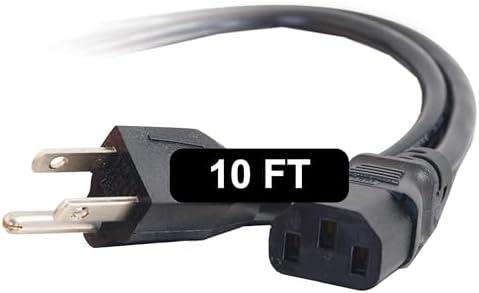 GE Replacement AC Power Cord, 10 ft. Cable, for Computers, Desktops, Printers, Monitors and More, Black, 34507
