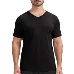 netdraw Men's Ultra Soft V-Neck Bamboo Viscose T-Shirt Comfy Lightweight Casual Basic Undershirts Pajama Tops (X-Large, Black)