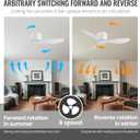 GESUM 42 Inch Ceiling Fan No Light, Flush Mount White Ceiling Fan with Remote Control, 6-Speed Reversible DC Motor Timer Noiseless for Living Room Bedroom Kitchen Garage Balcony