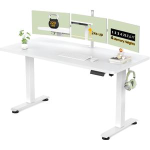 Veken 55 Inch Large Electric Standing Desk, Sit to Stand Up, Heights Adjustable, Work Home Office Computer Table for Study, Walking Pad, Writing, and Games, Wooden Desktop Desks, White. Minor Damage on the Table Veken 55 Inch Large Electric Standing Desk, Sit to Stand Up, Heights Adjustable, Work Home Office Computer Table for Study, Walking Pad, Writing, and Games, Wooden Desktop Desks, White. Minor Damage on the Table