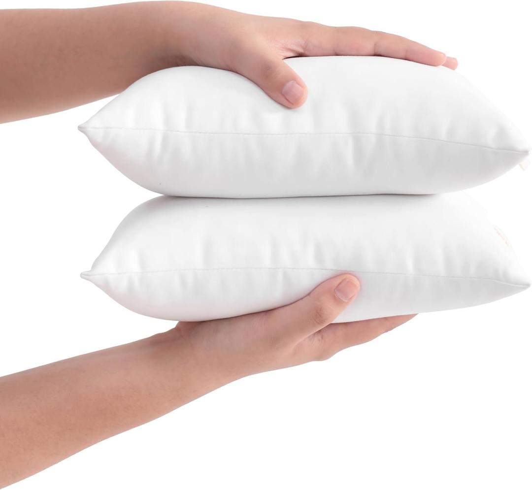 FLXXIE Tiny Pillows, Down Alternative Microfiber 11x7 Inches Mini Pillow for Travel, Pets, Soft Machine Washable Small Pillows for Neck, Lumbar, White