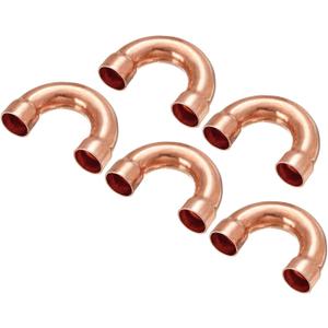 MECCANIXITY U Shape Elbow 180 Degree Copper Pipe Fitting Sweat Welding Solder Connection 12.7mm or 1/2" ID for HVAC, Air Condition Refrigeration System Pack of 5