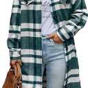 PRETTYGARDEN Women's Plaid Shacket Jacket Fall Fashion 2026 Long Sleeve Button Up Flannel Shirt Winter Clothing Woolen Coats