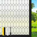 DKTIE Window Privacy Film Stained Glass Frosted Glass Window Clings Moroccan Lattice Decorative Bathroom Door Coverings UV Sun Blocking Heat Control (S593, 29.5in X 118.1in)