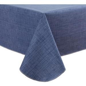 Pioggia Vinyl Tablecloth with Flannel Backing Rectangle Waterproof Oil-Proof Plastic Table Cloth Wipeable PVC Table Cover for Indoor and Outdoor (Blue, 60 x 84 Inch)