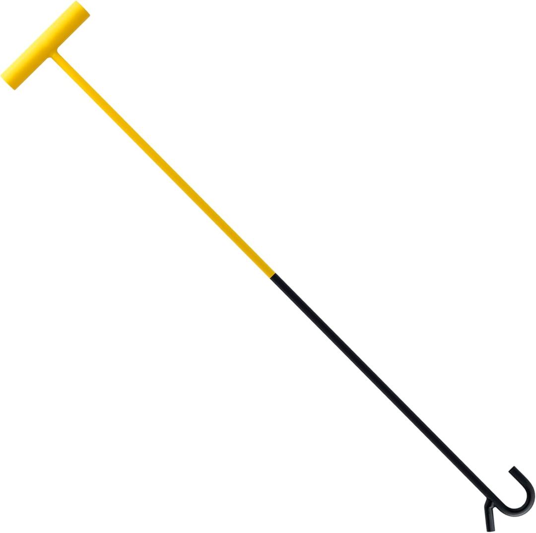 5th Wheel Pin Puller, 32" Solid Steel Chrome Plated 5th Wheel Puller Hook, Heavy Duty 5th Wheel Puller w/Hook, 1 Pack (Yellow & Black)