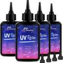 Honcaring UV Resin 400g, Hard Type Clear Beginner-Friendly Kit, Upgraded Formula & Crystal Clear for Jewlery Making, 100g*4 Resin UV Kit with for Earring, Pendant, DIY