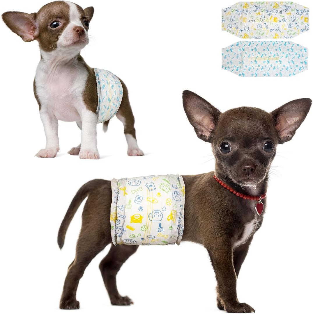 Dono Disposable Male Dog Diapers, Super Absorbent Male Dog Wraps for Small to Large Dogs, 360 Leak-Proof with Wetness Indicator,XS,48PCS