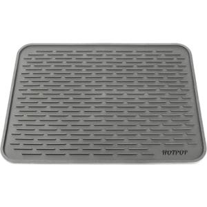 HOTPOP XXL Inches Gray Silicone Dish Drying Mat and Large Trivet - Dishwasher Safe, Heat Resistant, Eco-conscious - Ideal Drip Tray, Mini Fridge Mat, Dish Drainer, Mini Fridge Accessories (24"x18")