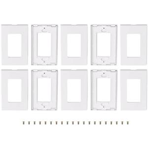 Ciuouient 6Pcs 80301-SW Screwless Wallplate/Wall plate Compatible with 1-Gang Decora Plus Wallplate Screwless Snap-On Mount(6Pack White,with mounting base screws)