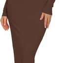 Relety Women's Bodycon Maxi Dresses Ribbed Long Sleeve Lounge Long Dress Square Neck Formal Casual Dresses for Women (Medium, Coffee)