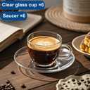 7oz Glass Tea Cups and Saucers,6 Pack Clear Teacup and Saucer Set,Glass Tea Cups with Handles for Cappuccino,Tea,Juice