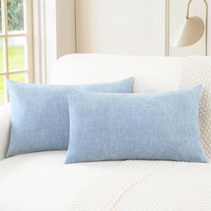 CaliTime Throw Pillow Covers Decorative 12 X 20 Inches Pack of 2 Cozy Chenille Cushion Cases for Couch Sofa Bed Living Room Home Baby Blue