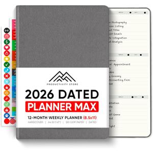Dated, 2026 Planner, 8.5" x 11" - The #1 Productivity Planner to Achieve Your 2026 Goals - Planner 2026-2027 by PRODUCTIVITY STORE (A4, GREY)